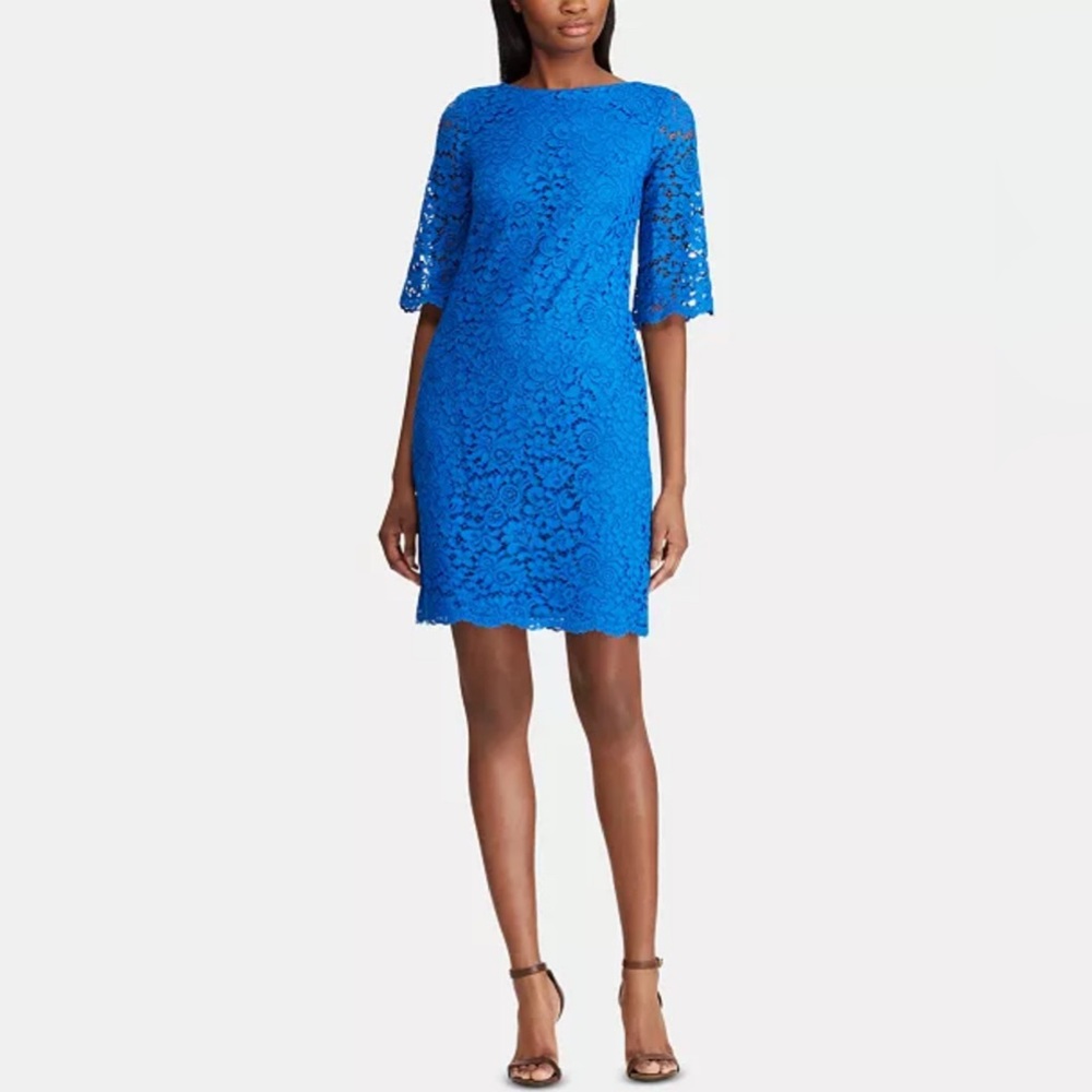 Lauren Ralph Lauren Royal Blue Lace Shift Dress size 6